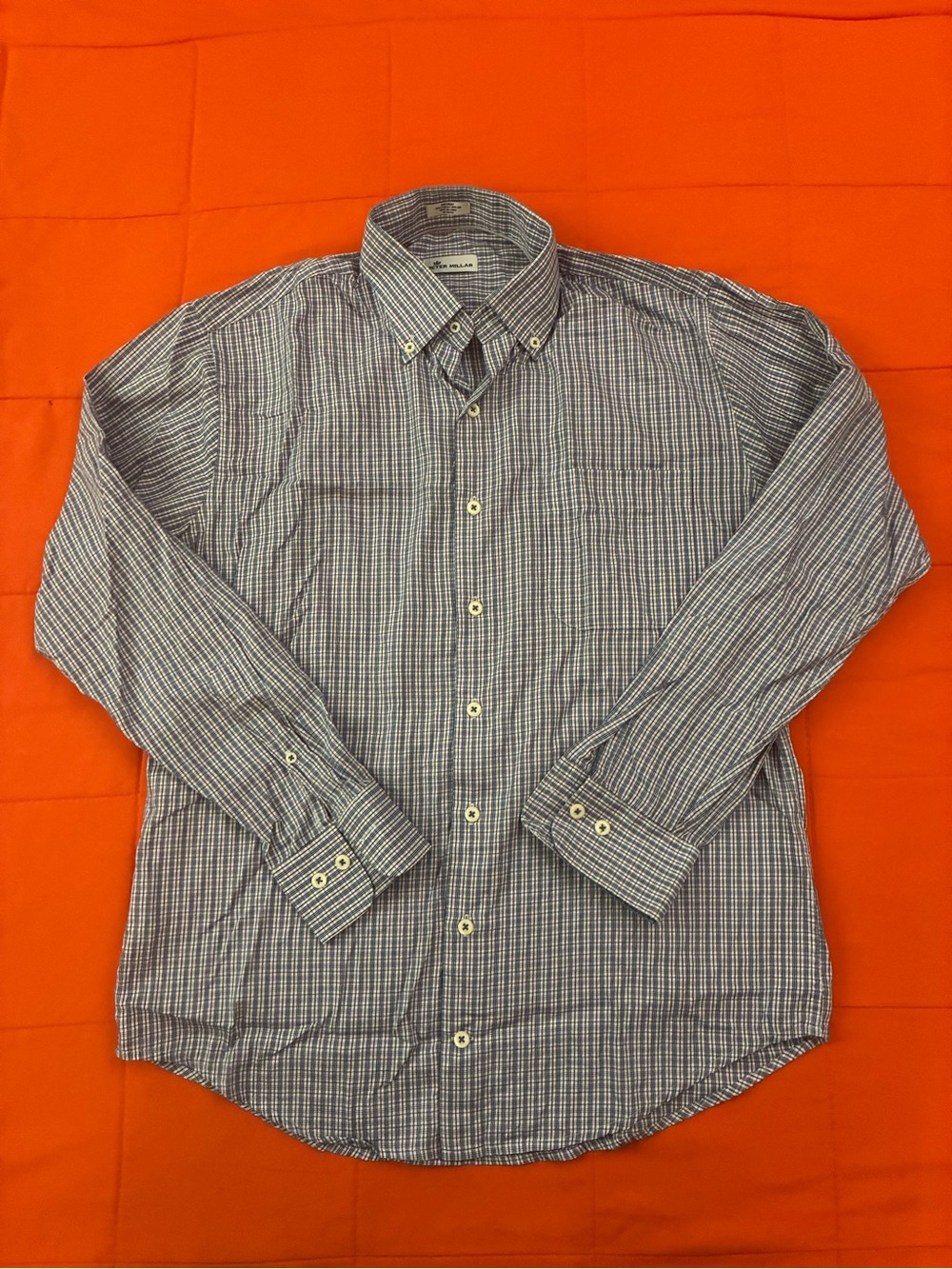 Peter Millar Shirt Mens Medium Button Down Check Shirt Long Sleeve